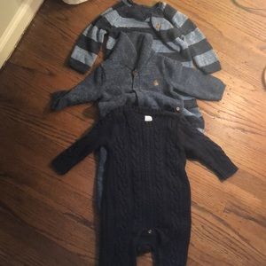 Lot of 3 Baby Gap boy sweater rompers